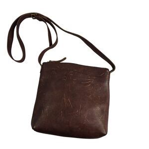 Duluth Trading lifetime leather brown leather crossbody field bag